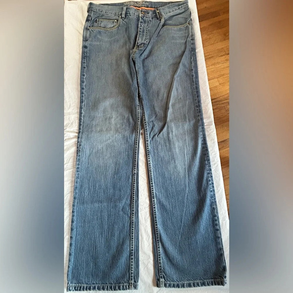 Vintage Indigo Palms Straight Leg Denim Jeans Size 35x32 - Picture 2 of 6
